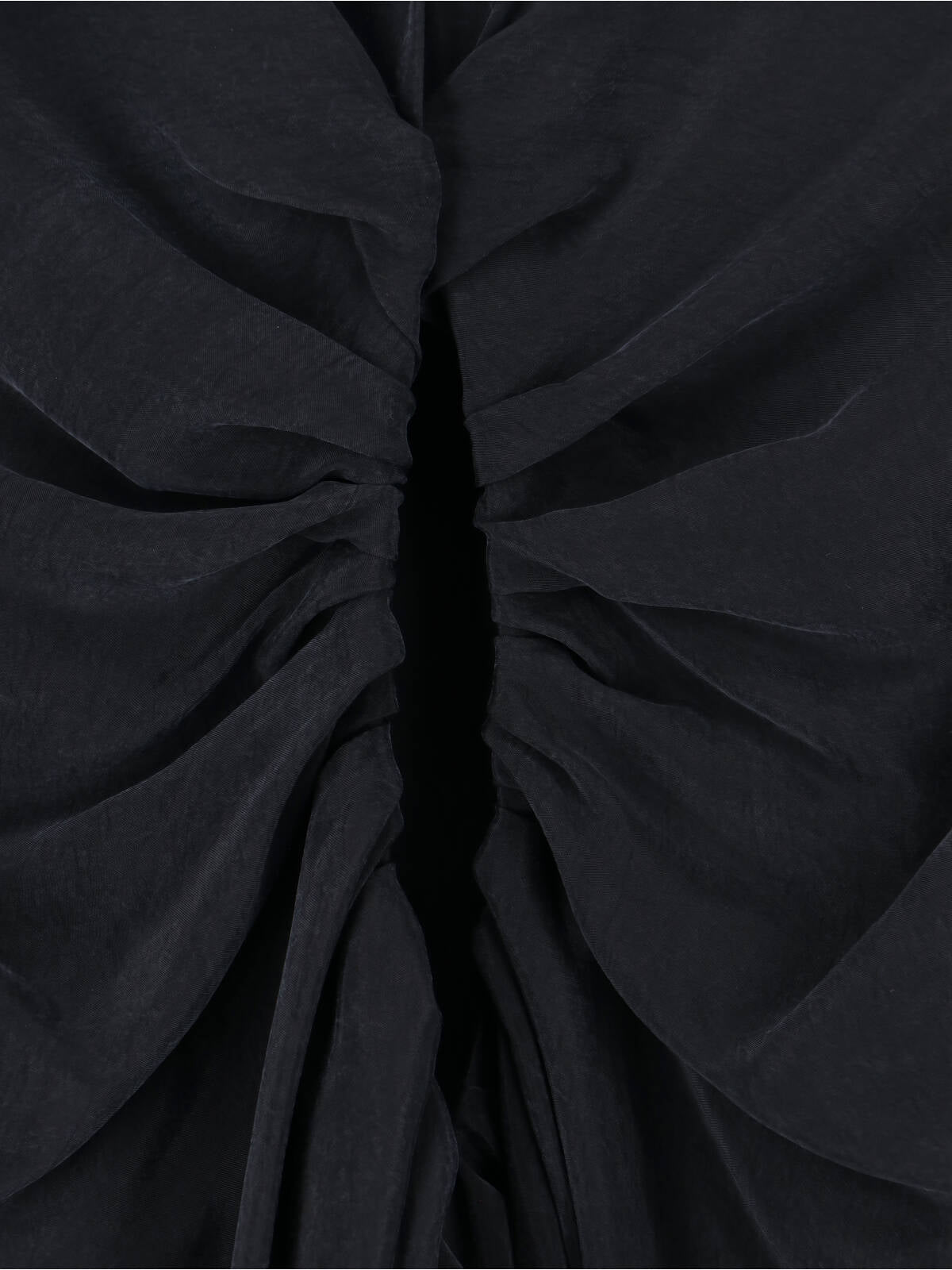 Black Draped Cut-Out Cupro Midi Dress