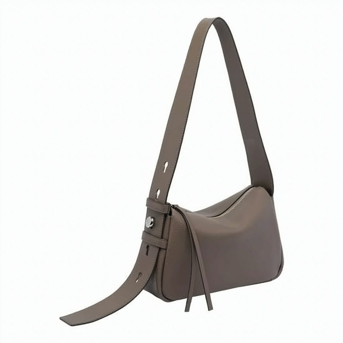 Brown Structured Rectangular Cowhide Shoulder Bag