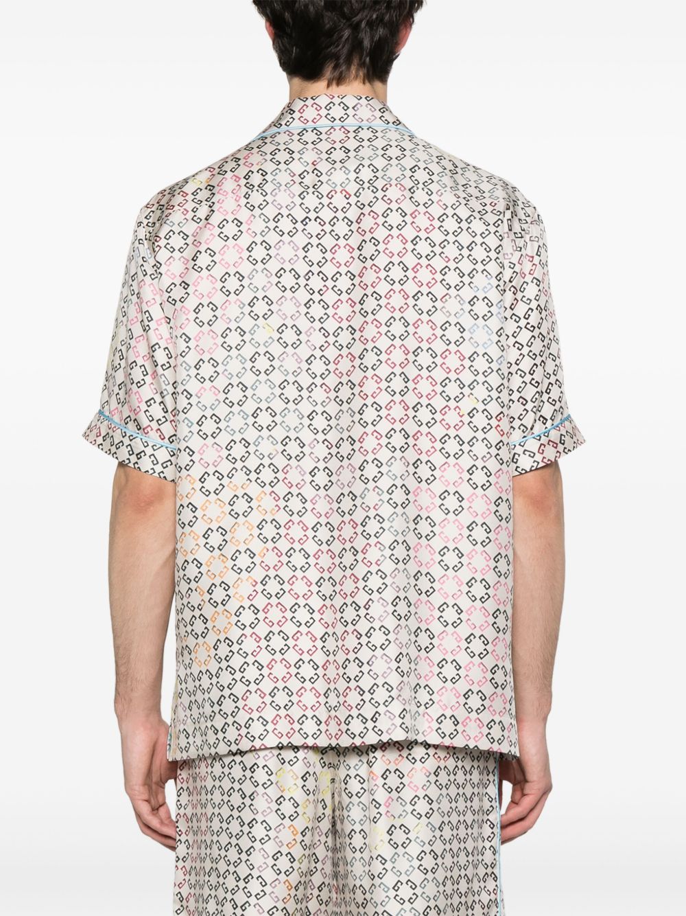 Multicolored Geometric Patterned Ecru Shirt