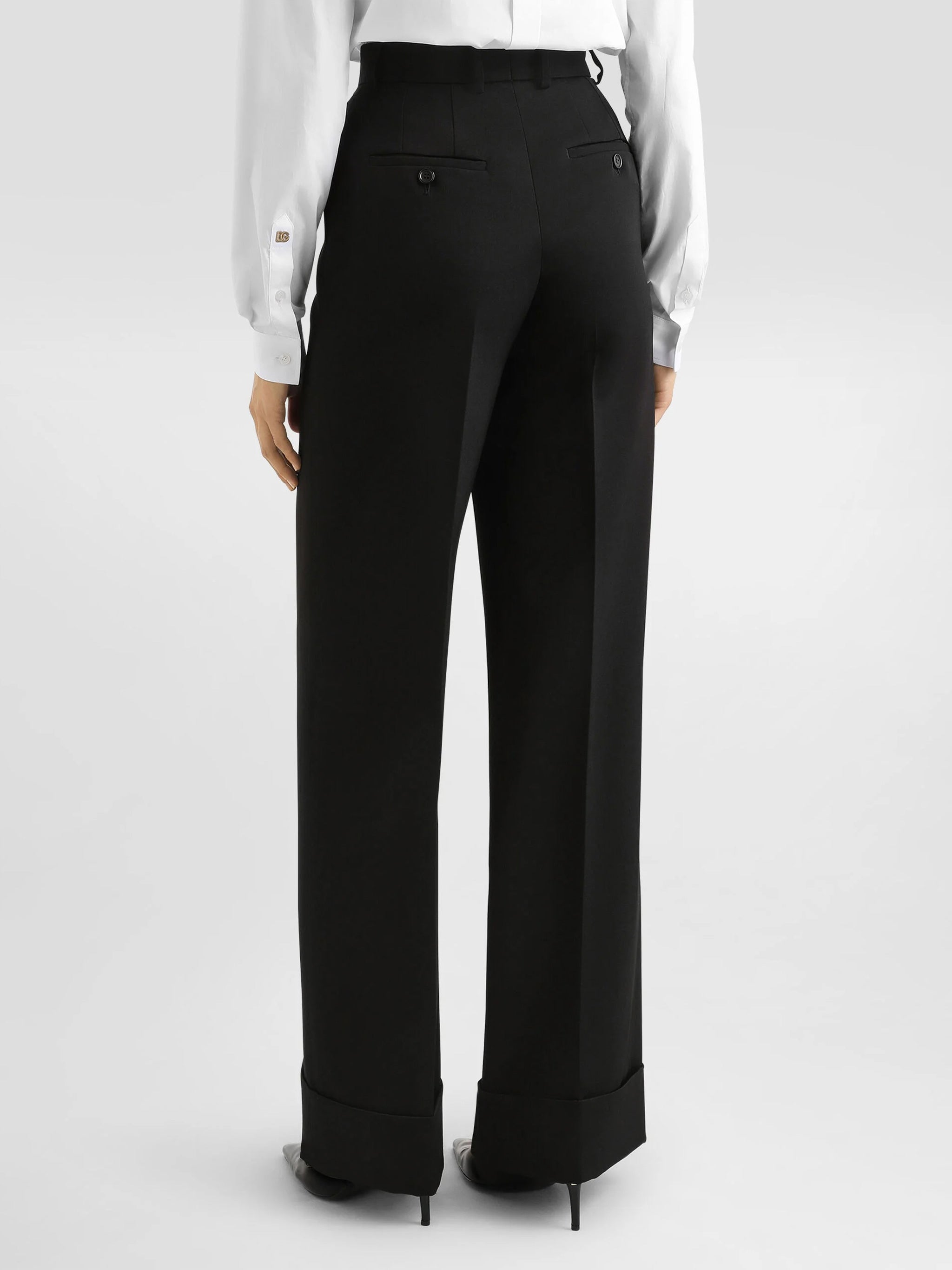 Wide-Leg High Waist Tailored Wool Trousers