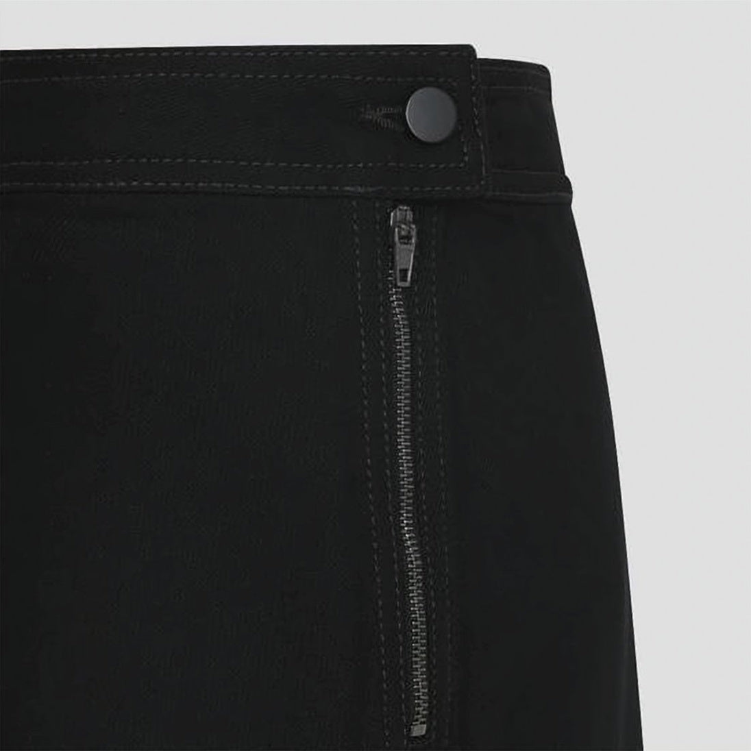 Asymmetrical Hemline Black Denim Skirt With Unique Overlapping Detail