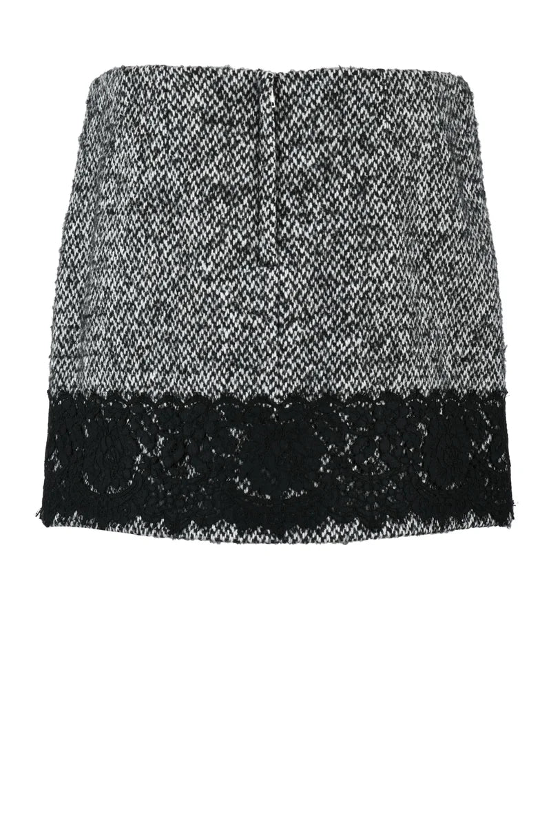 Wool Mini Skirt - White/Black