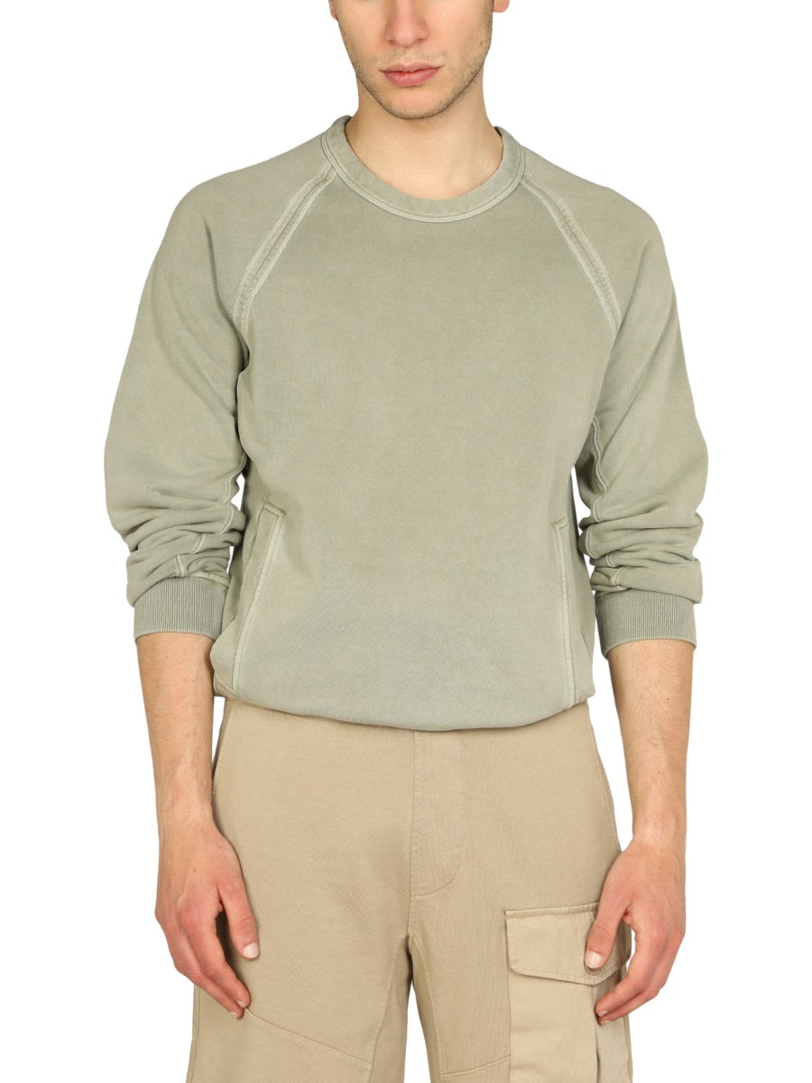Cross-Neck Sweatshirt With Ribbed Details