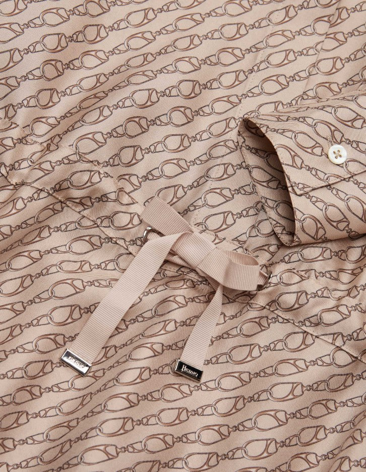 Silk Shirt Waist Belt Midi Dress