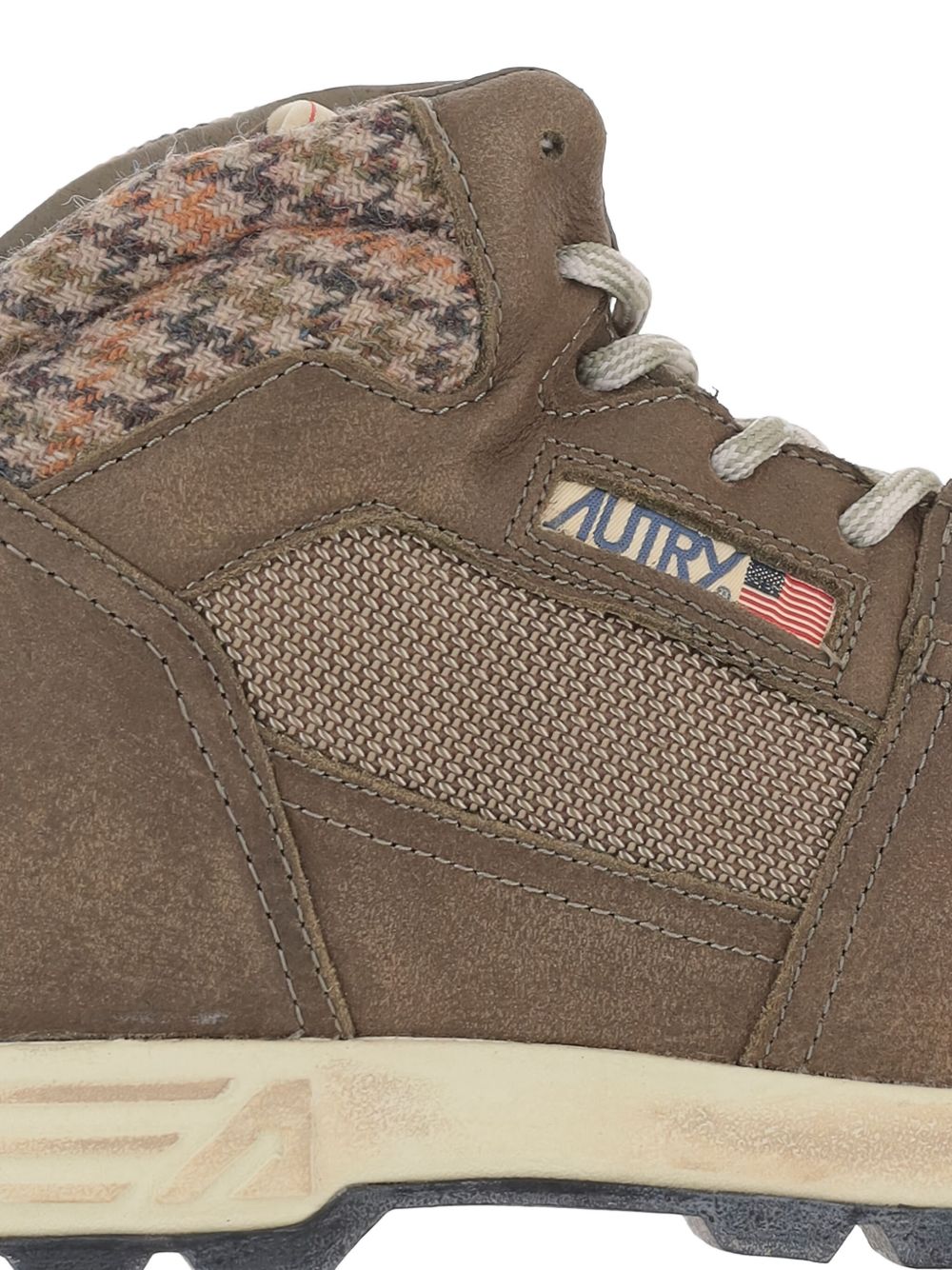 Mid-Top Sneakers with Houndstooth Ankle Panel
