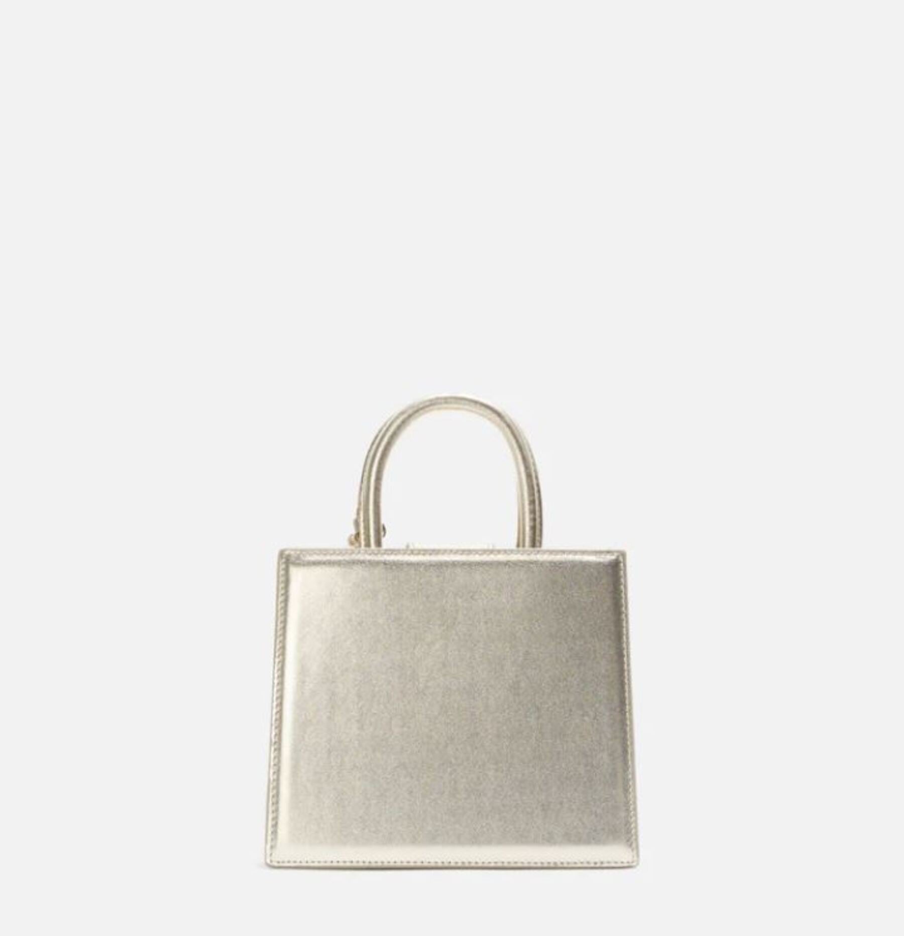 Small Structured Handbag with Metallic Gold Finish