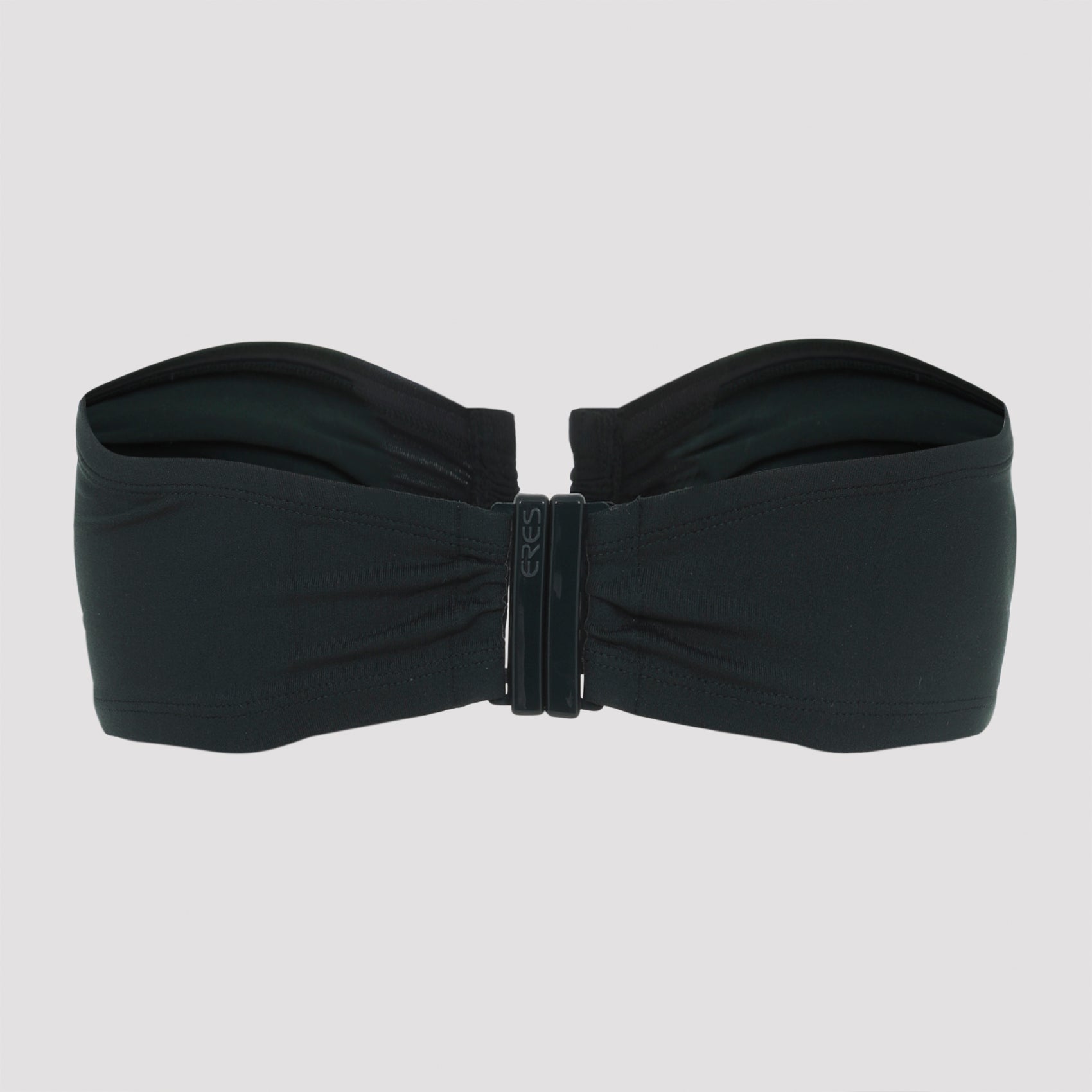 Bandeau Bikini Top with U-Shape Metal Link and Bust Shirring