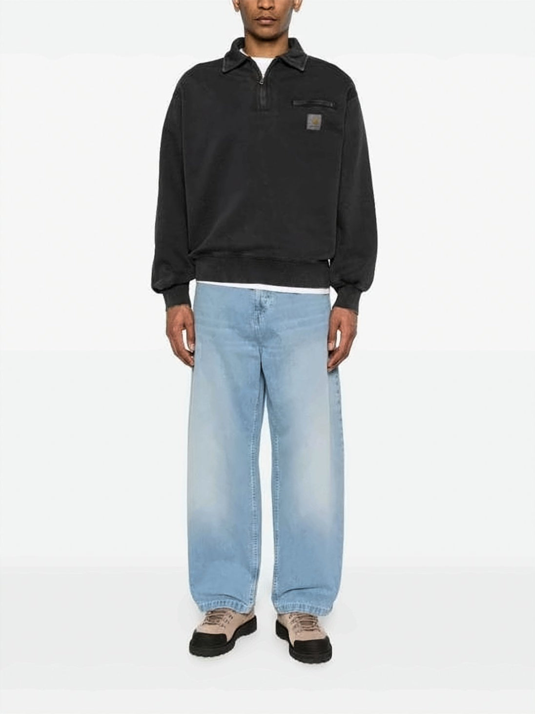 Pullover Half-Zip Sweatshirt with Textured Fabric