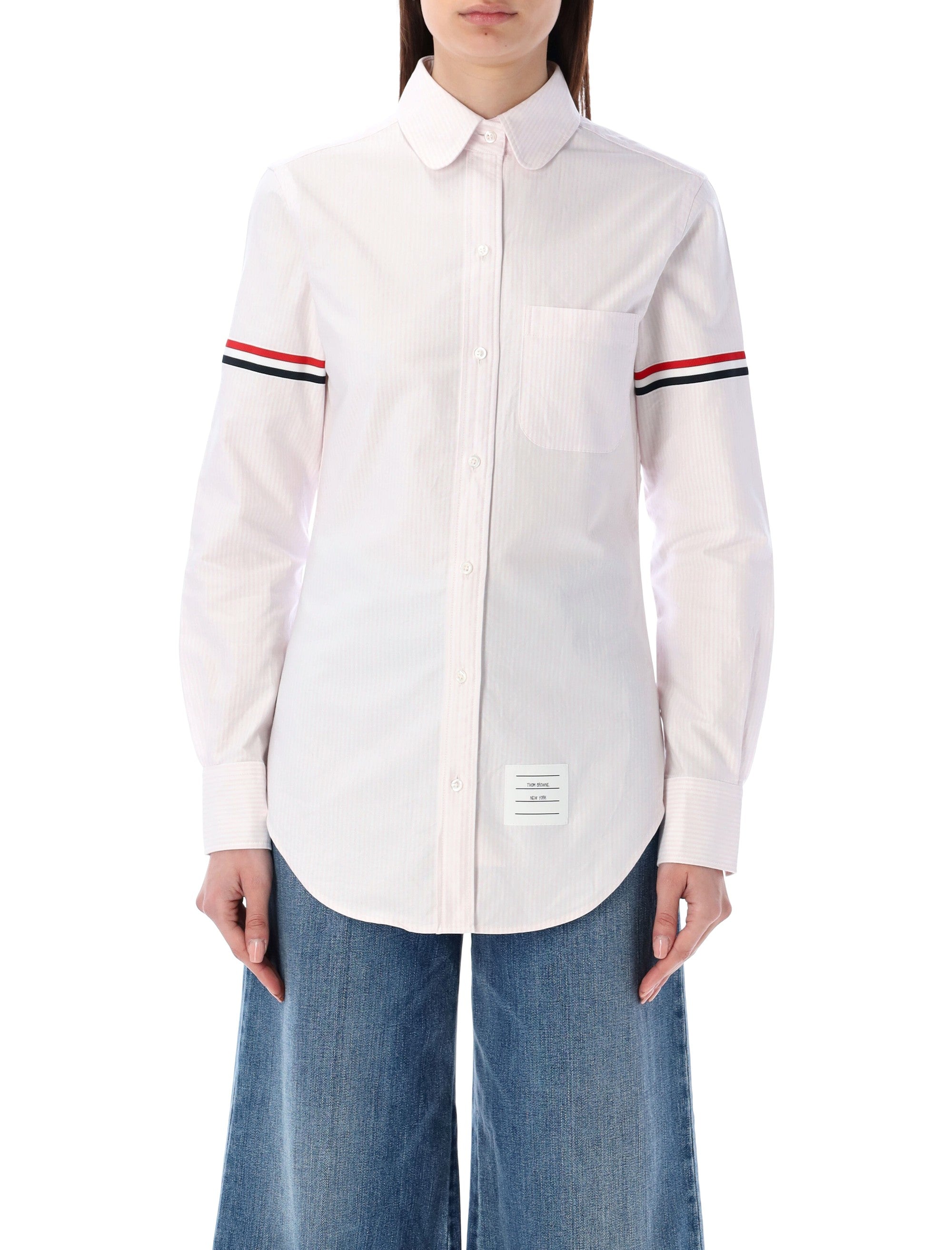 Cotton Oxford Shirt With Striped Armband