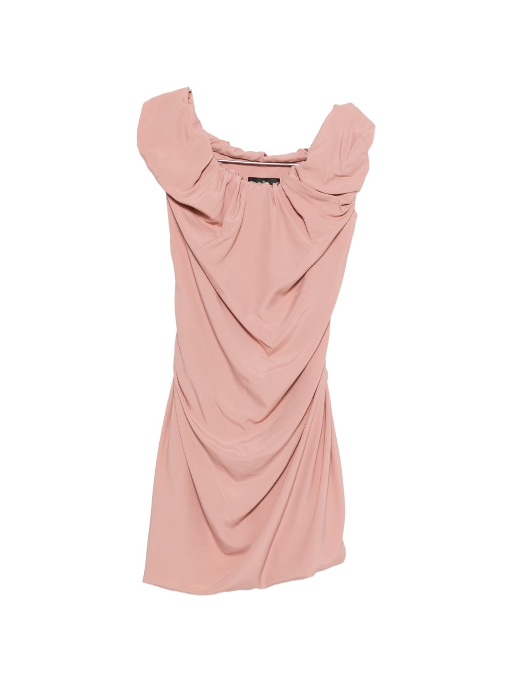 Ruched Mini Dress With Sculptural Off-Shoulder Neckline