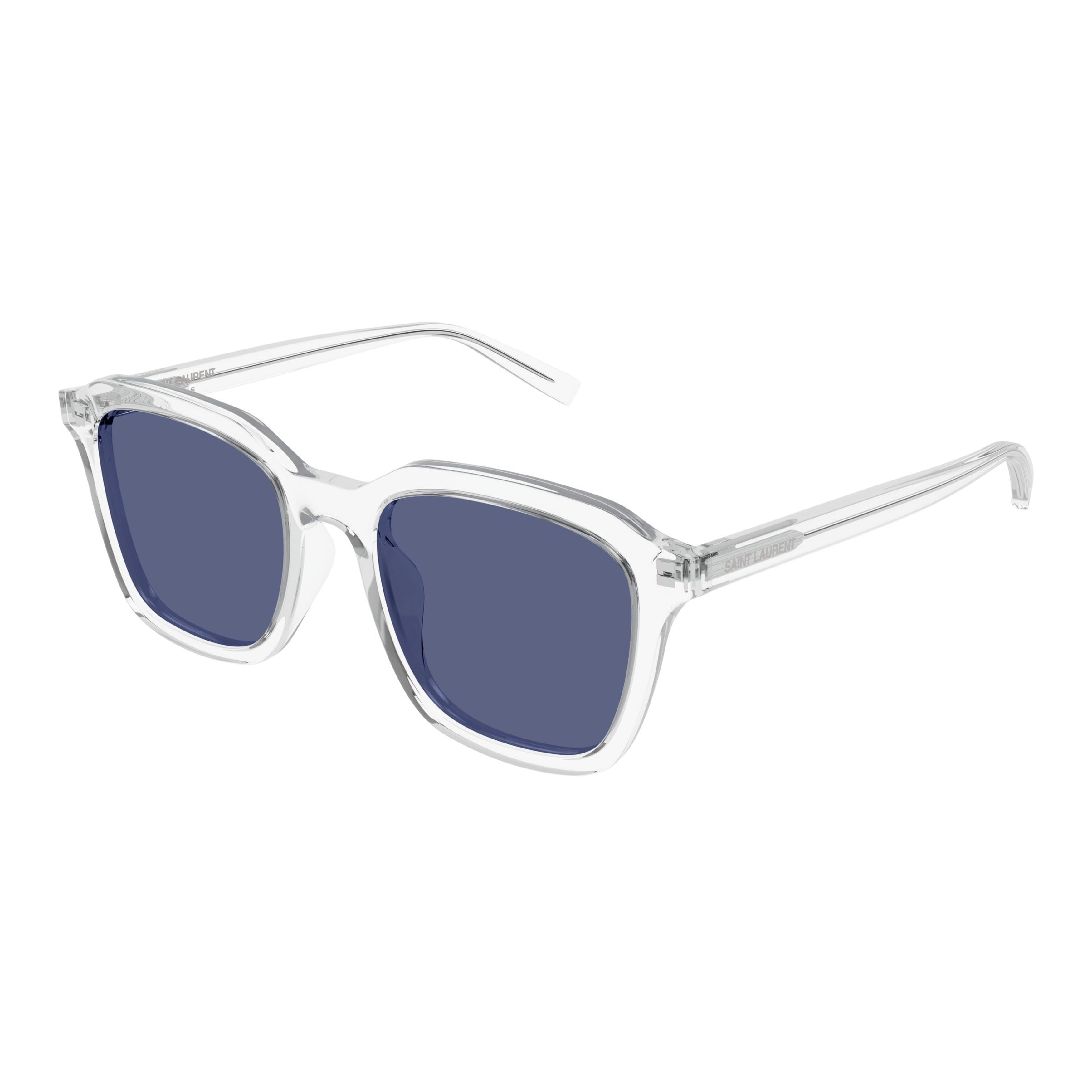 Transparent Acetate Square Sunglasses With Dark Blue Lenses