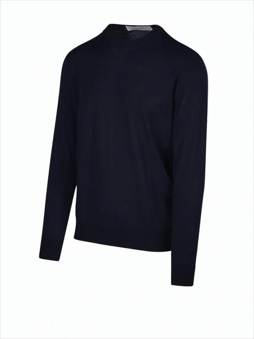 Fine Wool Long-Sleeve Sweater with Crew Neckline