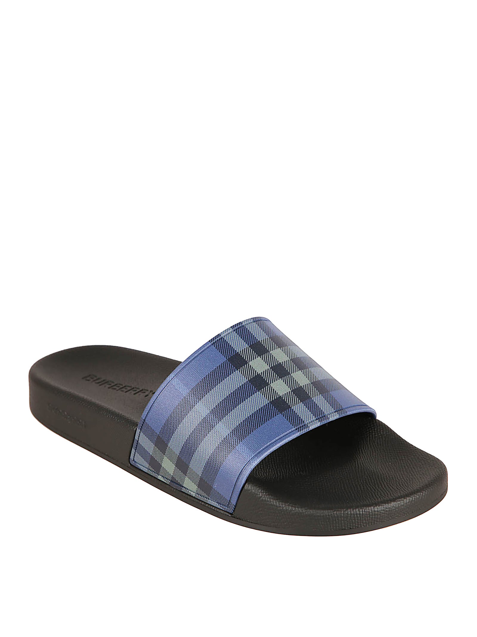 Slide Sandals with Check Pattern
