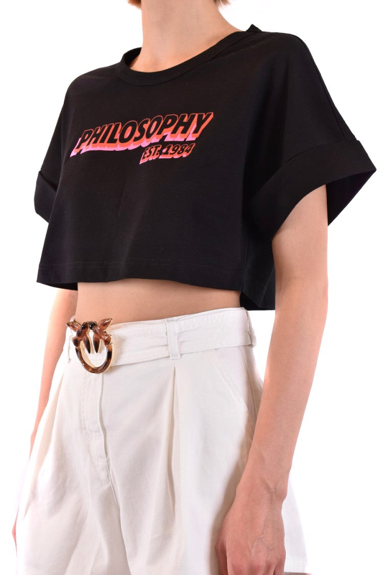 Boxy-Cropped T-Shirt With Bold Gradient Graphic