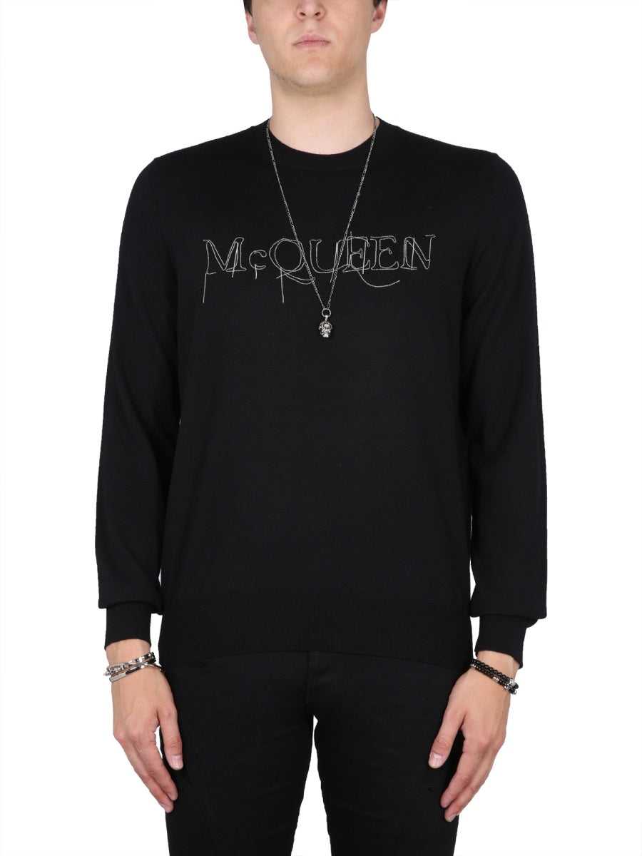 Logo Embroidered Wool Sweater