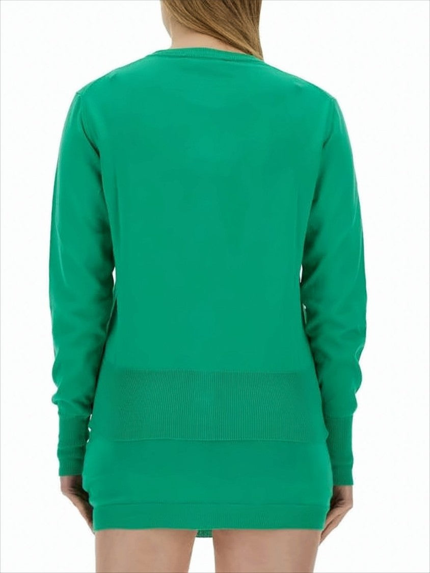 Button-Down Green Cardigan with Ribbed Details