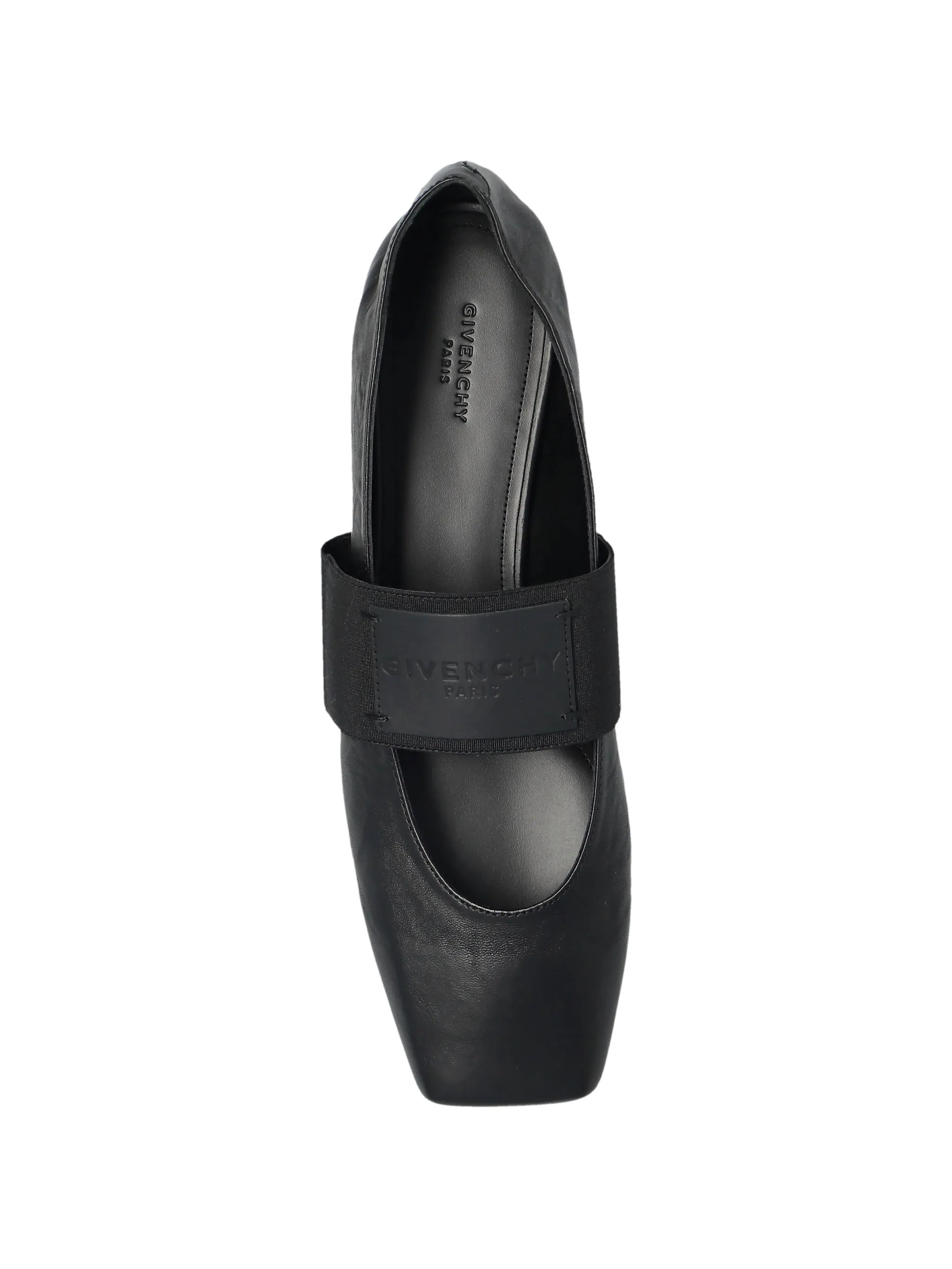 Sliced Square Pointed Black Ballerina Flats