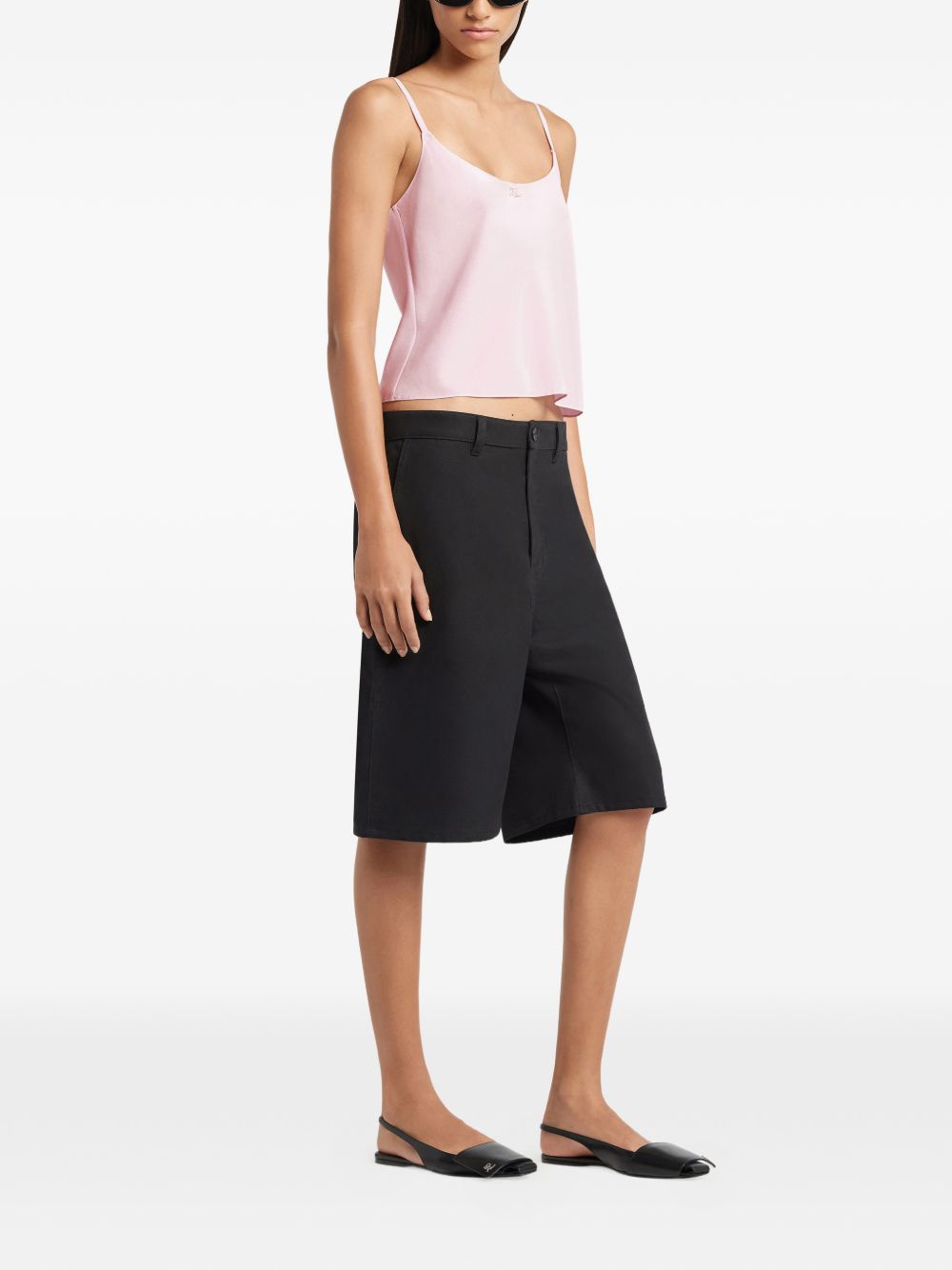 Cropped Tank Top with Adjustable Spaghetti Straps