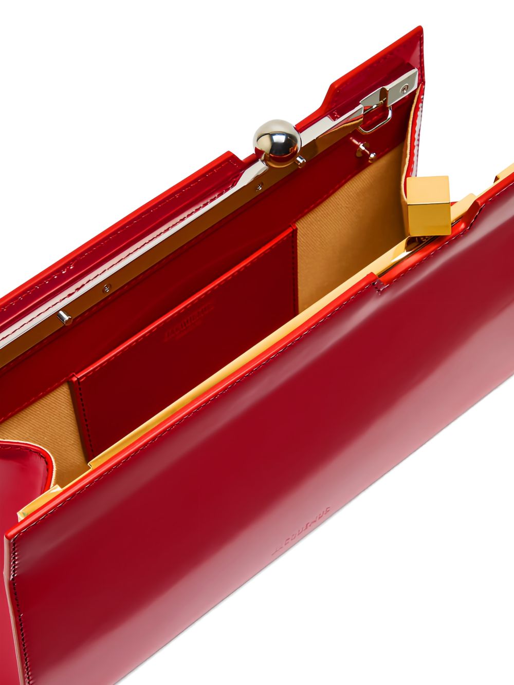 Red Rond-Carré Leather Top Handle Bag