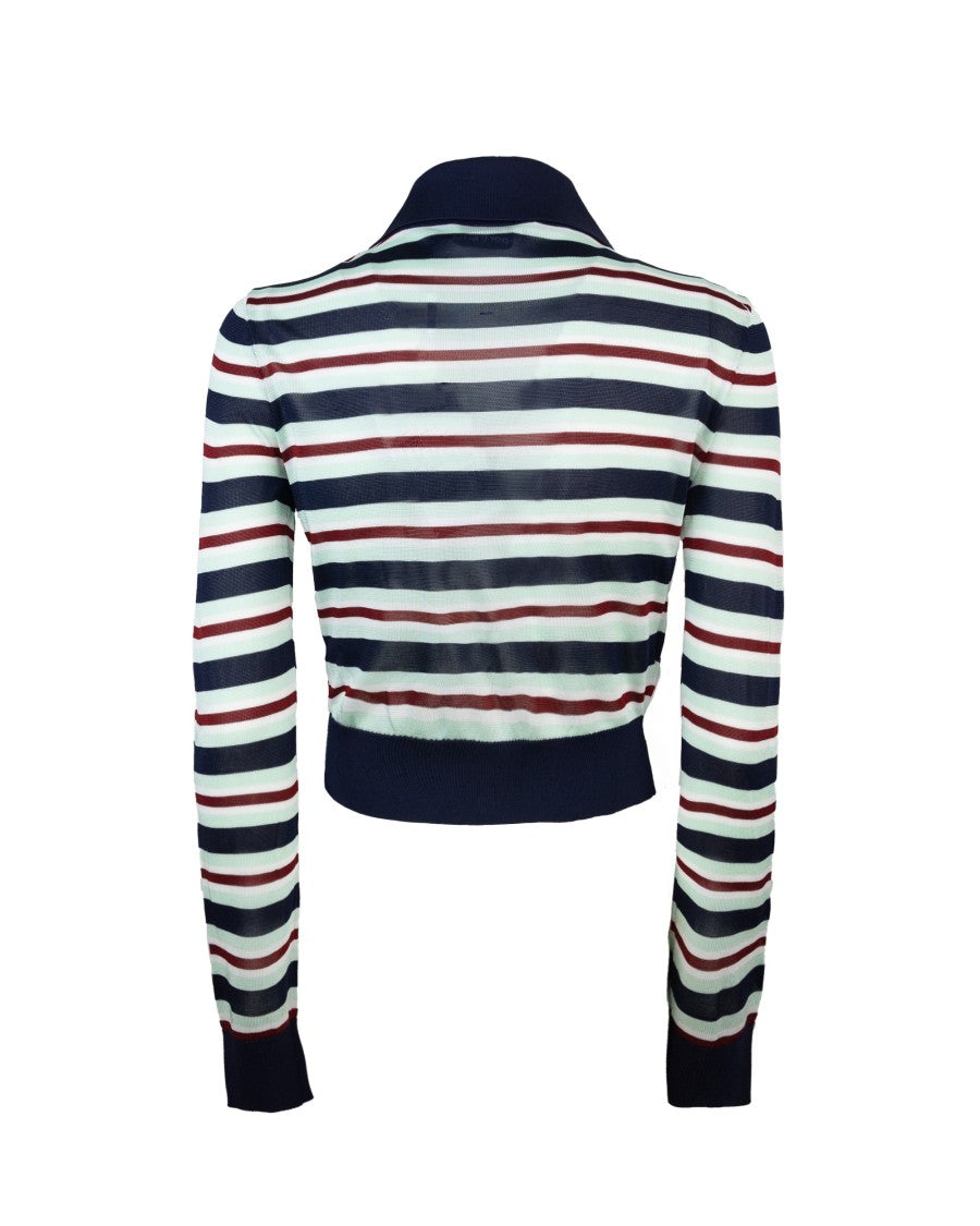 Navy Striped Viscose Sweater