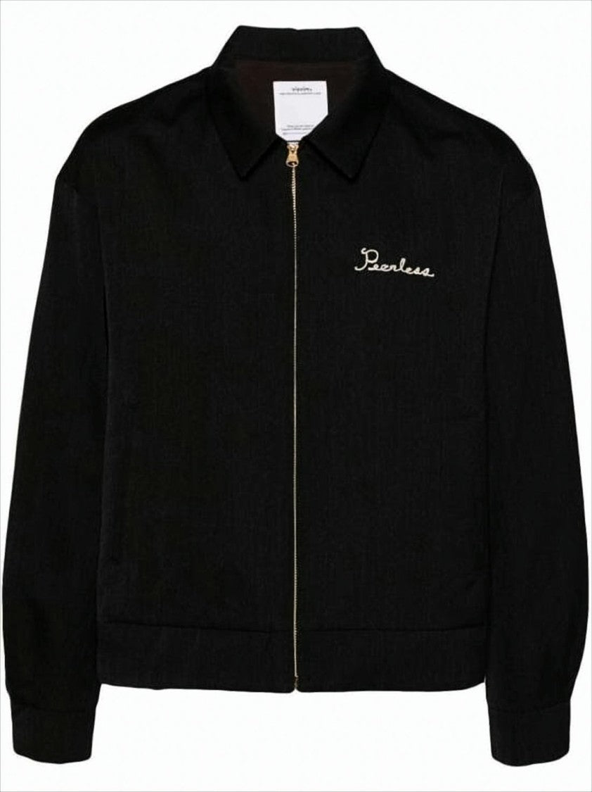 Black Wool And Linen Jacket With Embroidered Detail