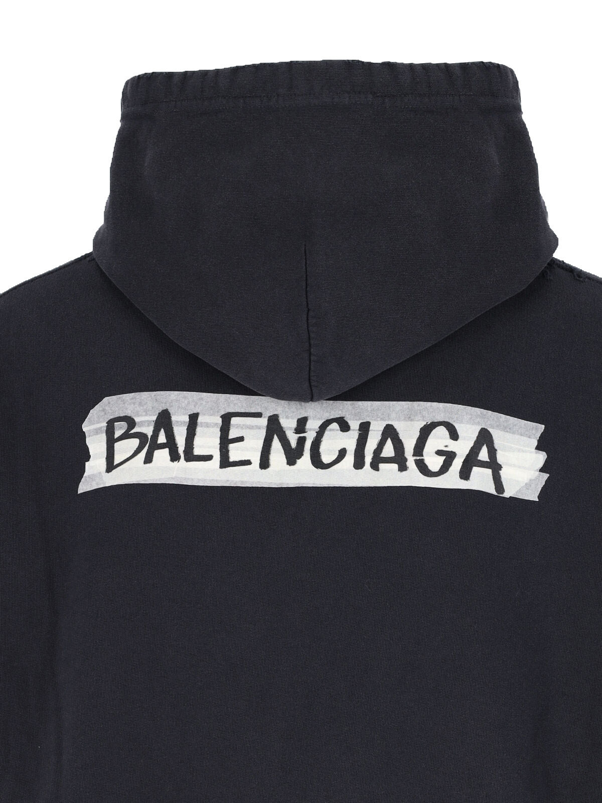 Black Masking Tape Worn Zip Hoodie