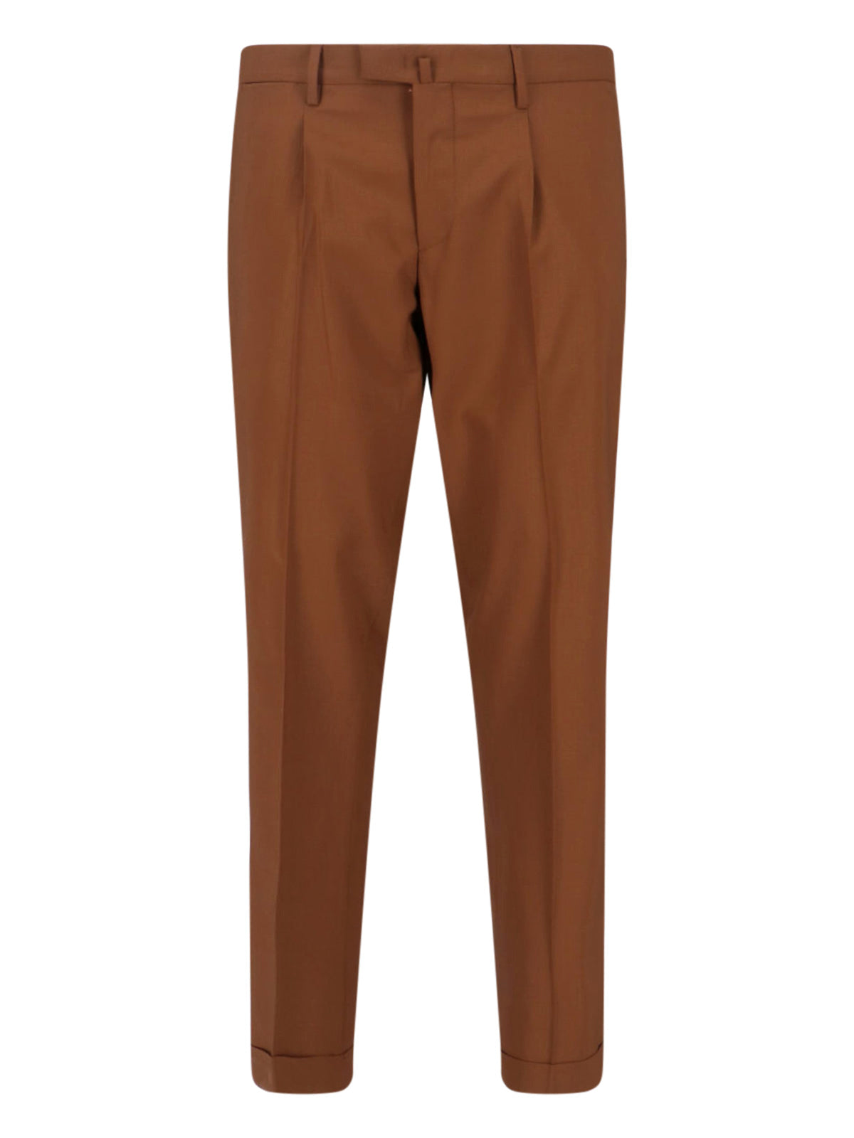 Brown Tailored Mid-Rise Virgin Wool Trousers