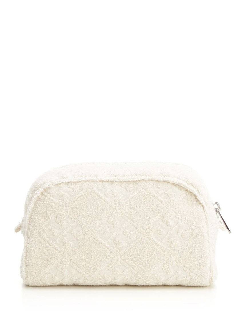 Textured White Bag With Zip Closure