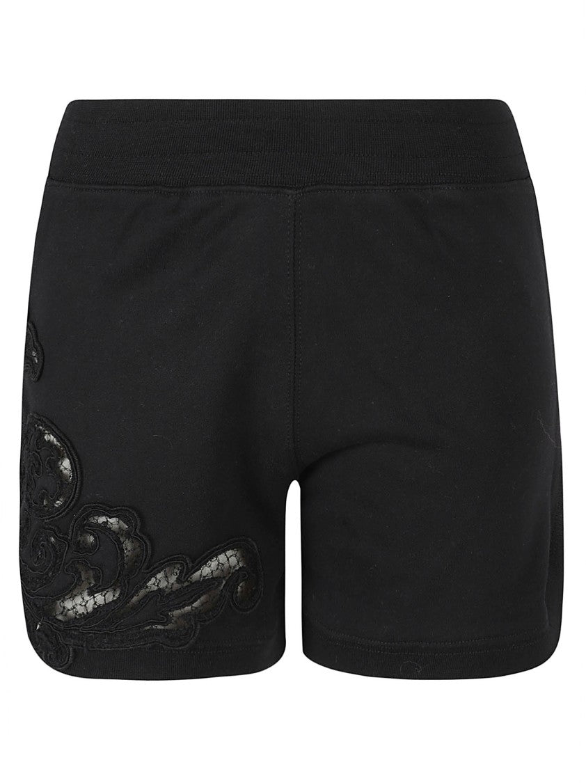 Black Shorts With Embroidery And Elastic Waistband