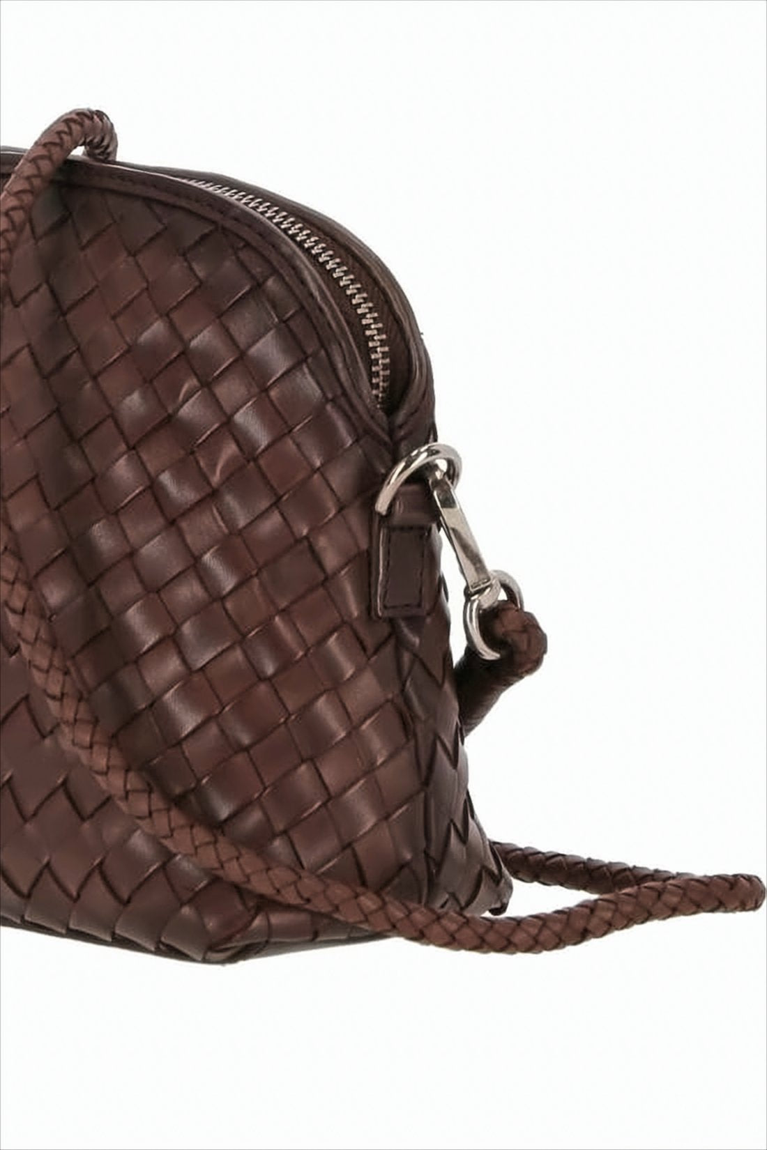 Buffalo Leather Woven Crossbody Bag