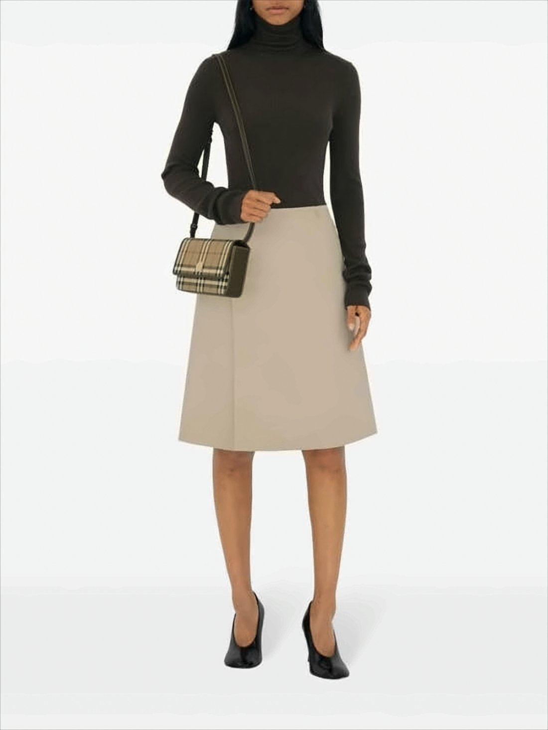 Classic Check Pattern Structured Crossbody Bag