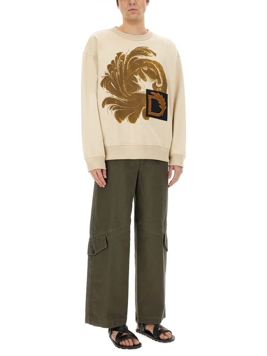 Printed Cotton Sweatshirt With Classic Crew Neckline