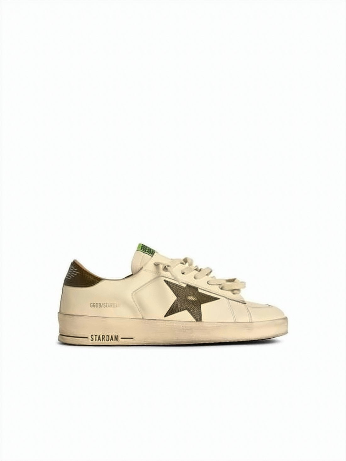 Beige Leather Low-Top Sneakers