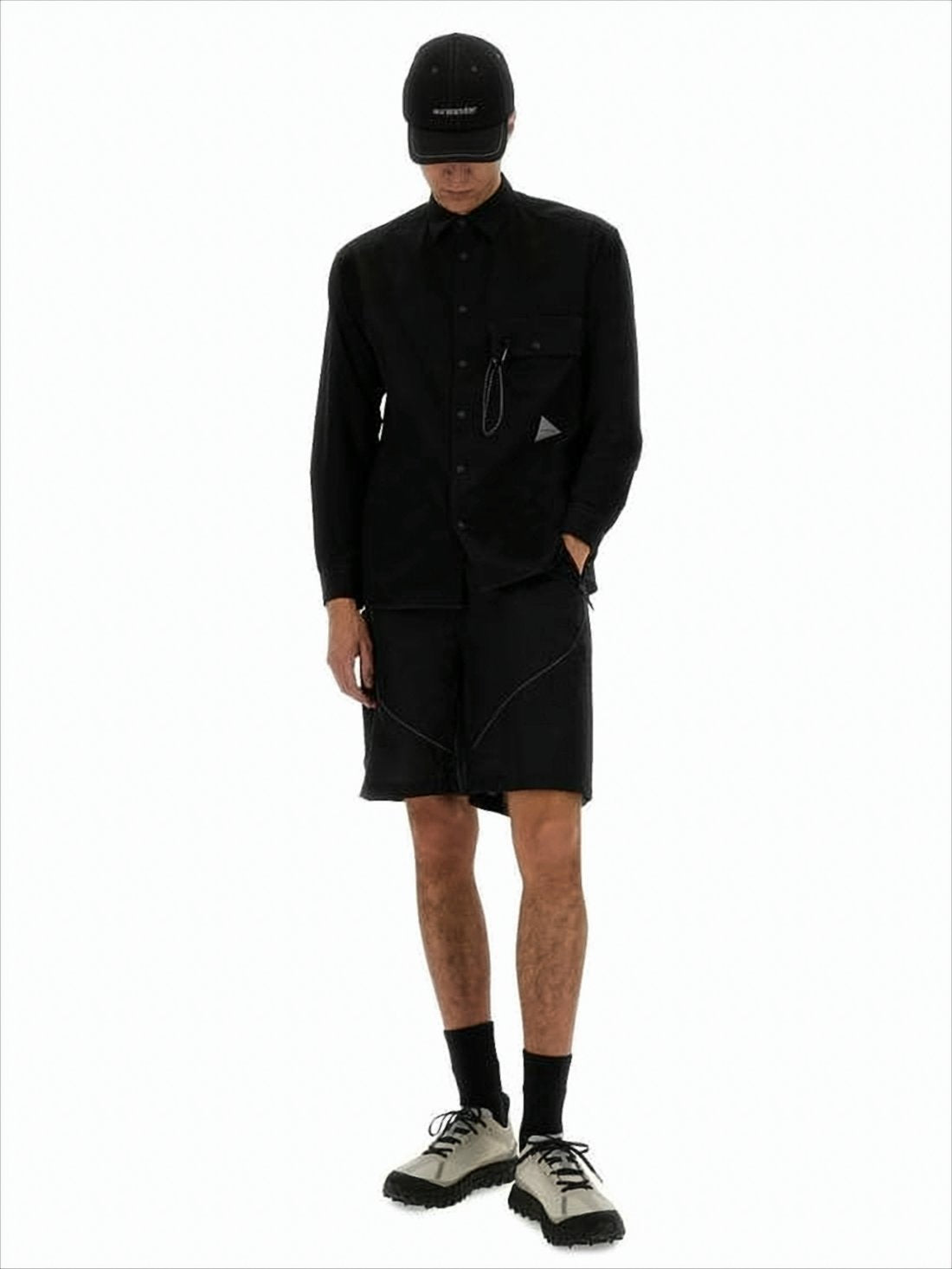 Mid-Thigh Length Black Shorts with Adjustable Belt