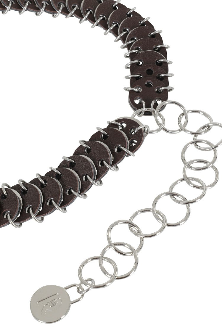 Disc Design Dark Brown Leather Belt