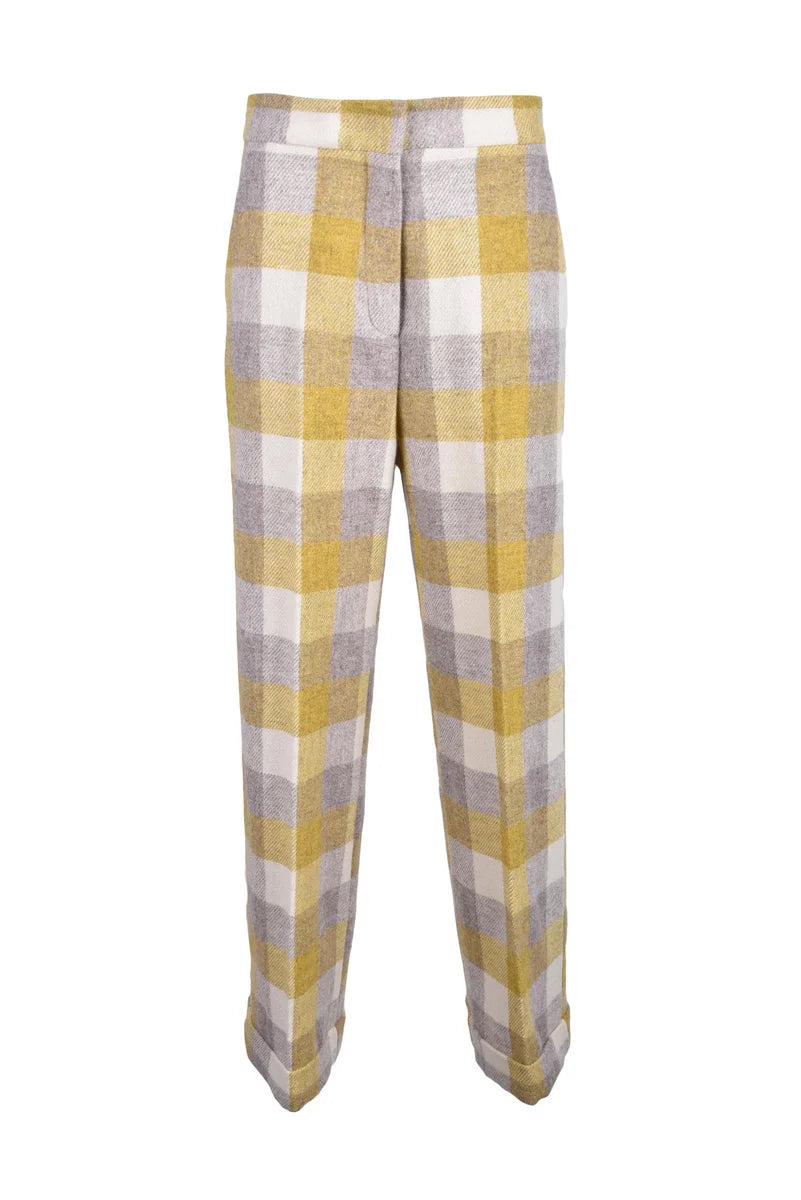 Checkered Beige and Yellow Trousers