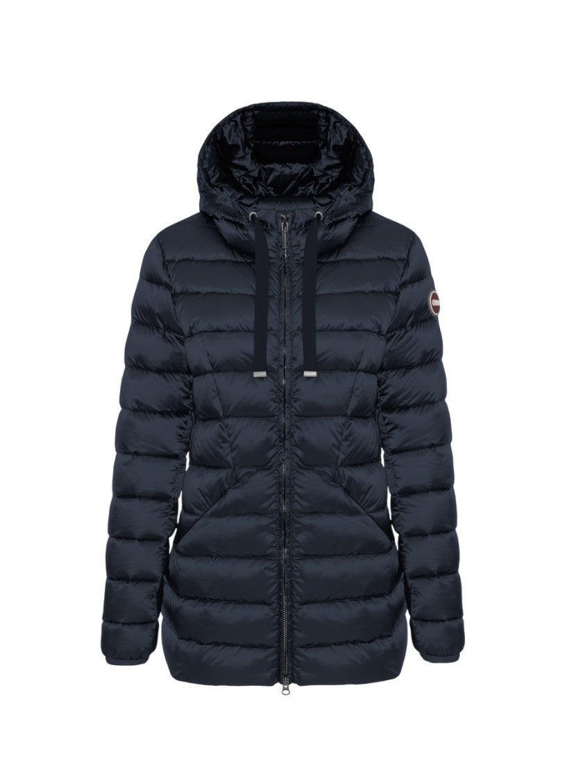 Quilted Down Coat with Attached Hood