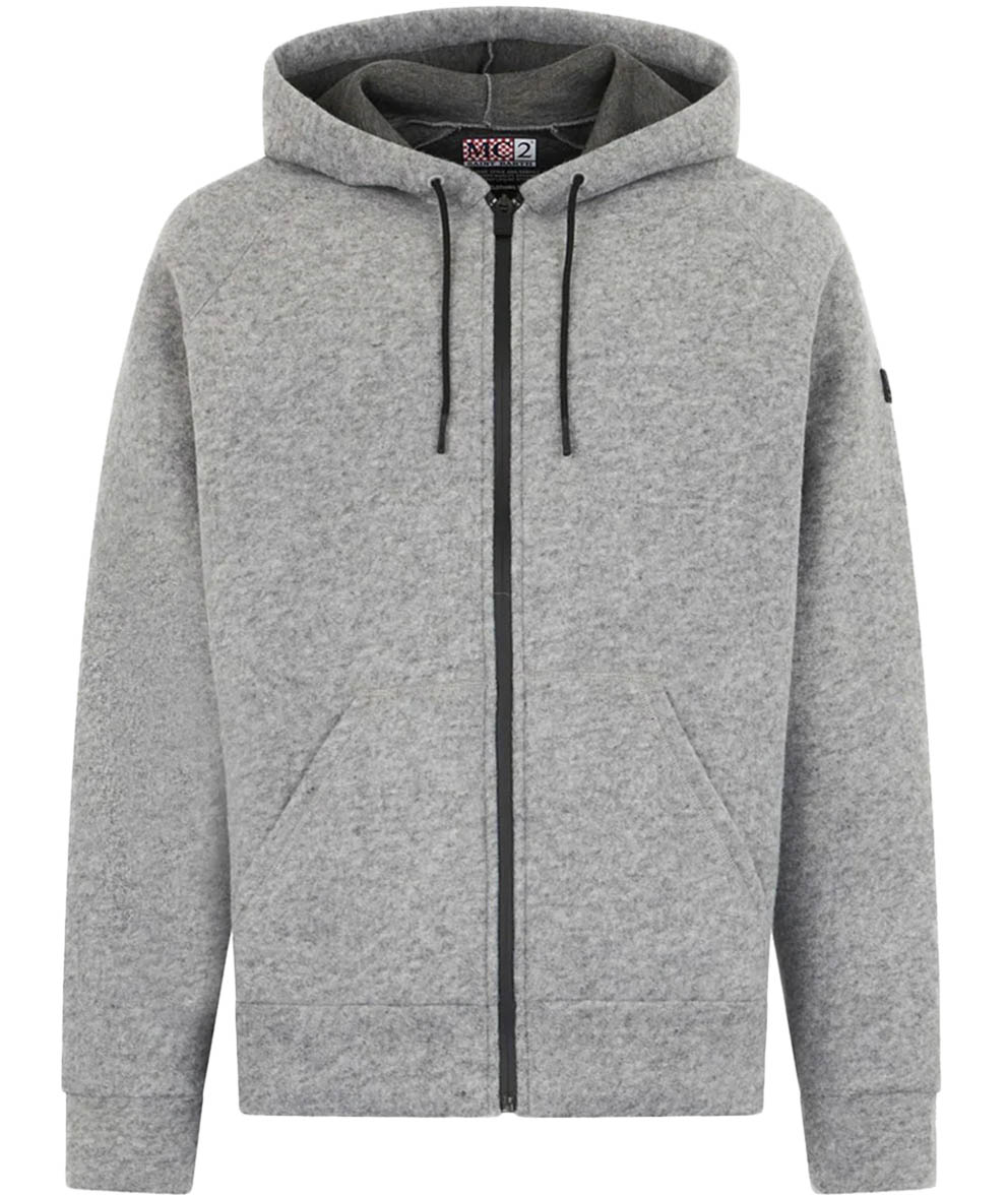 Heathered Grey Zip-Up Hoodie with Adjustable Drawstring
