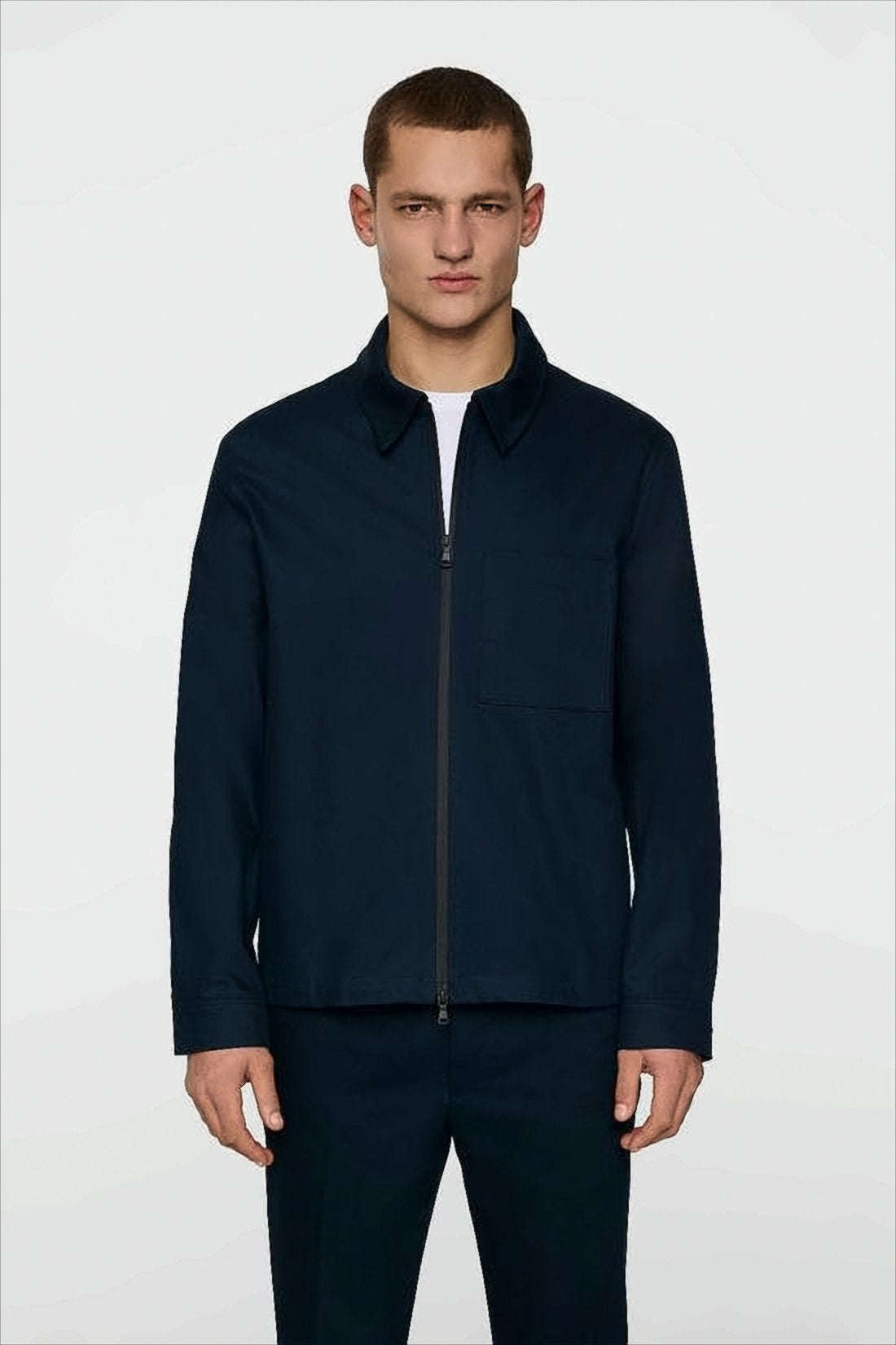 Tailored Long-Sleeve Shirt With Front Zipper Closure