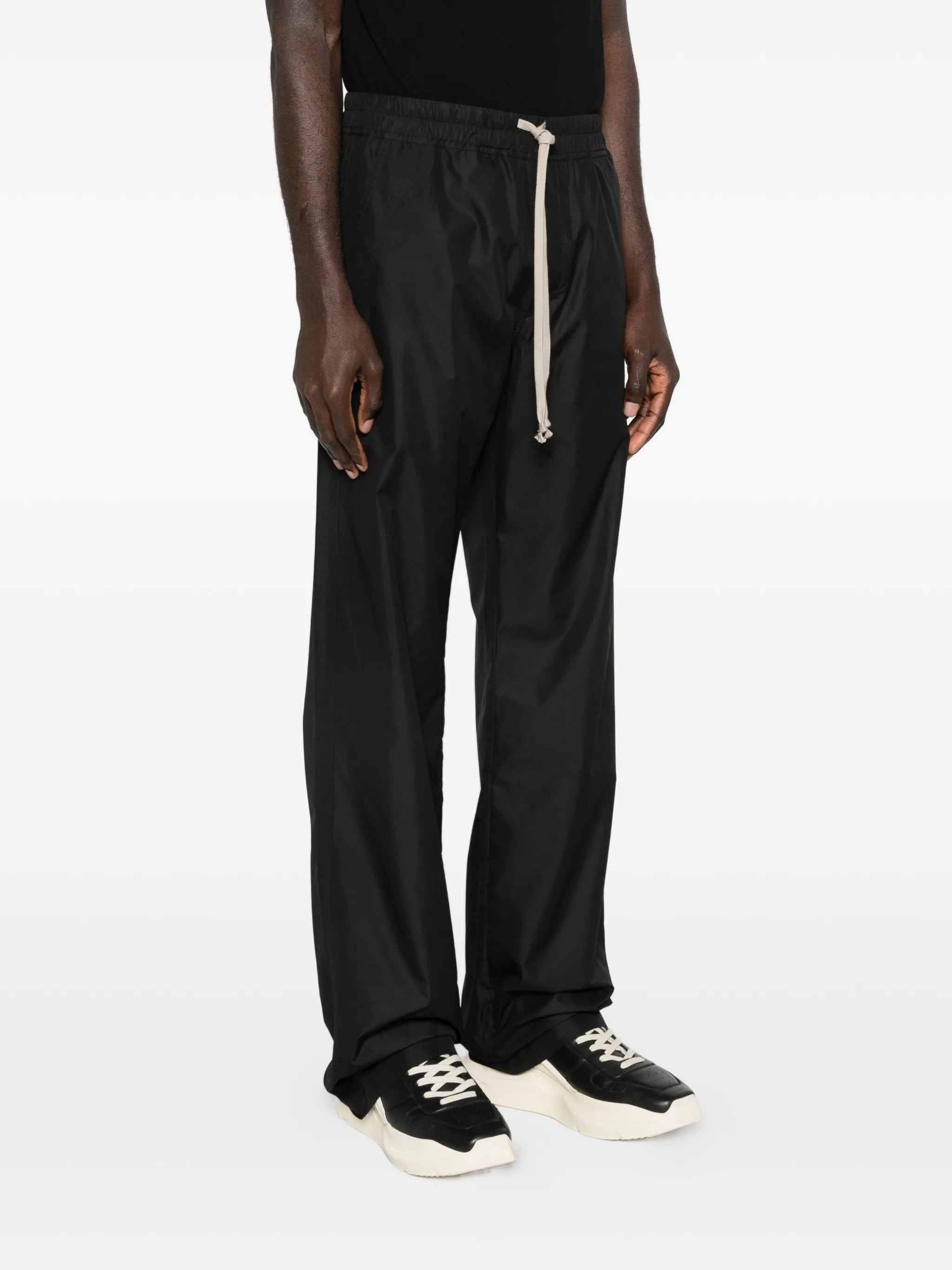 Black Wide-Leg Drawstring Pants