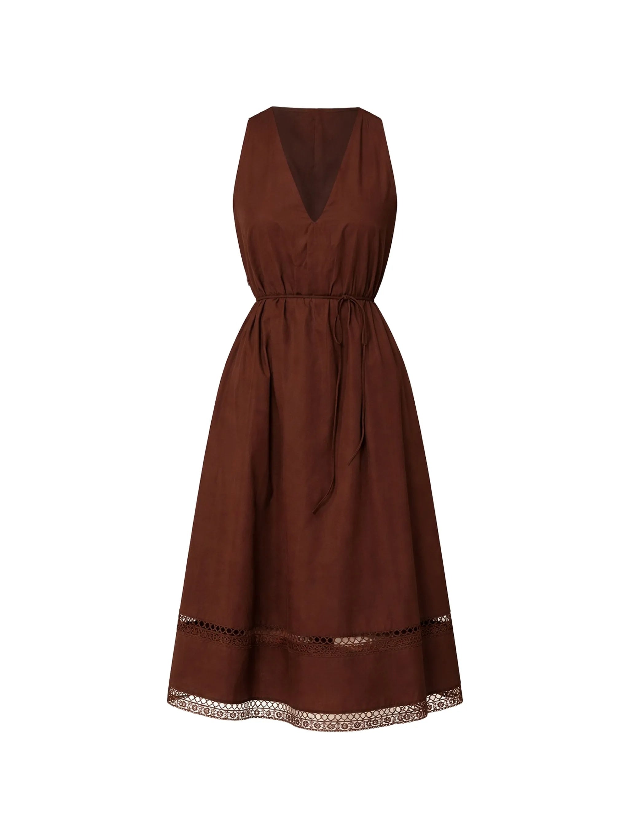 Abito Sleeveless Midi Lace Trim Dress