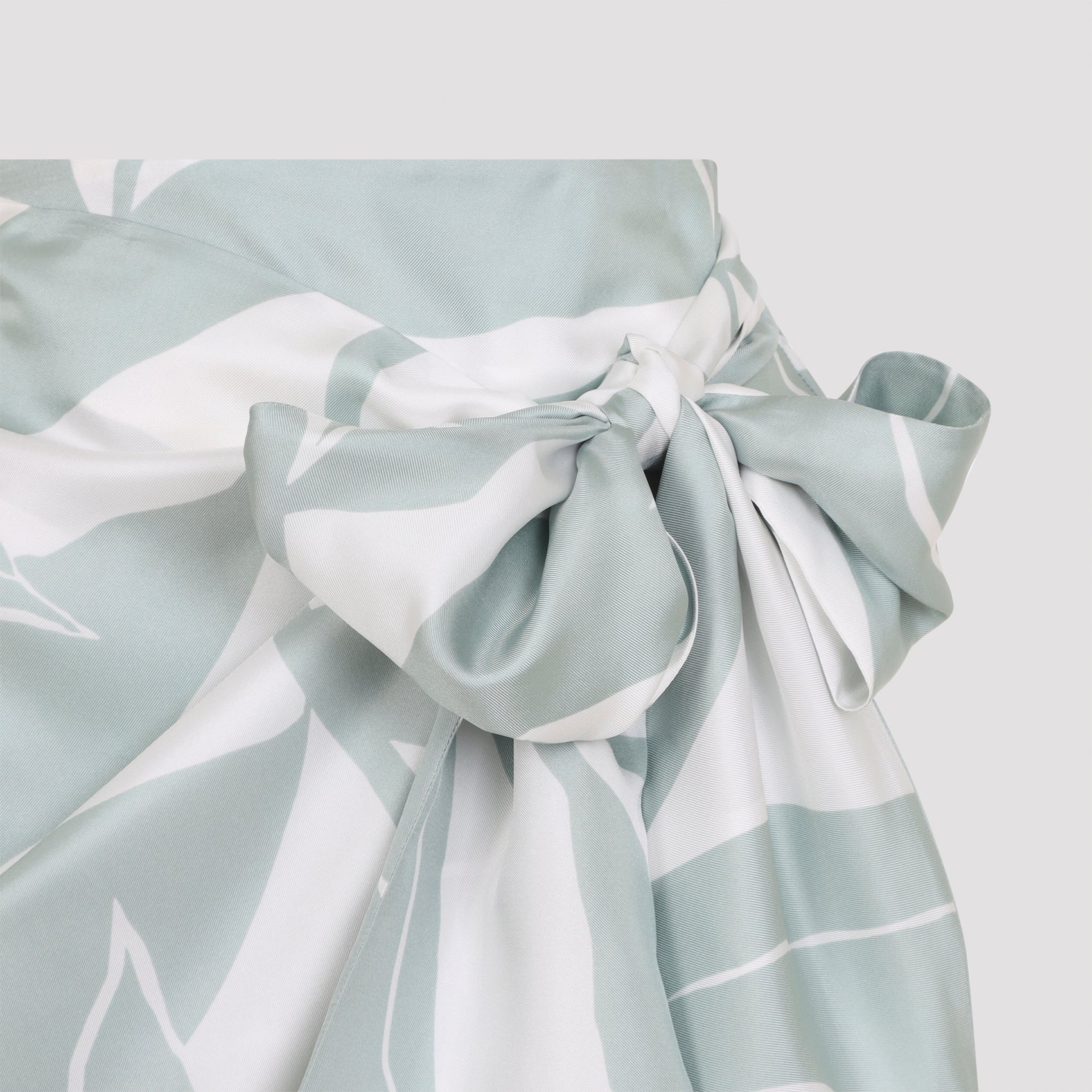 Silk Mini Skirt with Abstract Leaf Pattern