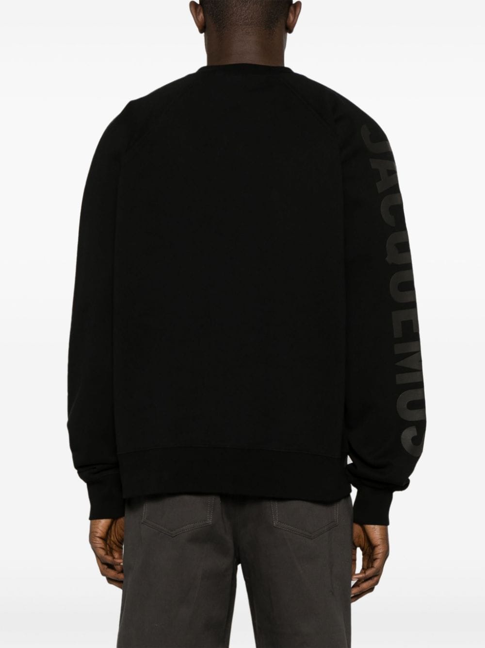Crew Neck Black Cotton Jersey Sweatshirt