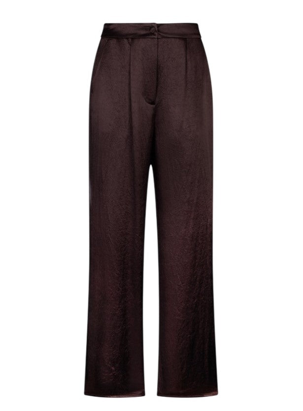 Satin Elastic Waist Wide Trousers