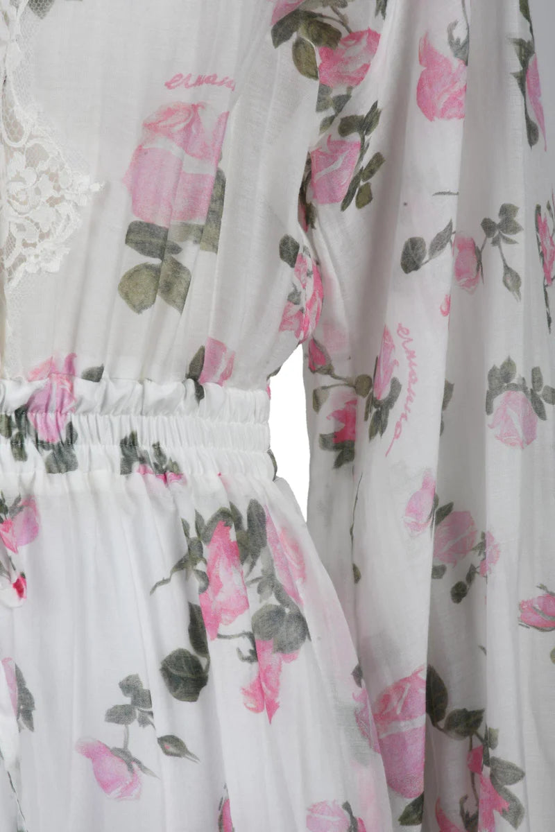 Short Gauzed Dress - White/Pink