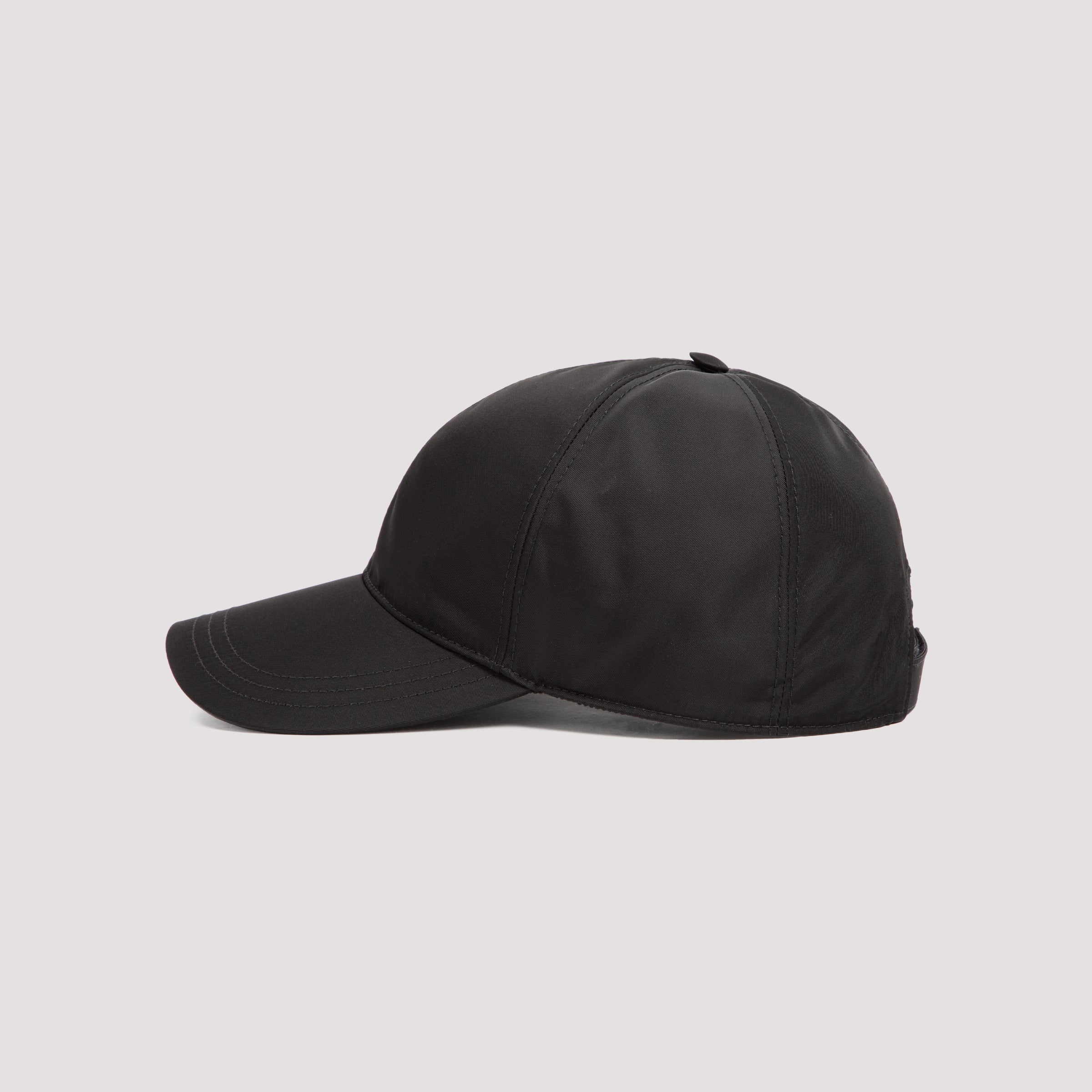 Black Re-Nylon Baseball Cap With Triangle Logo