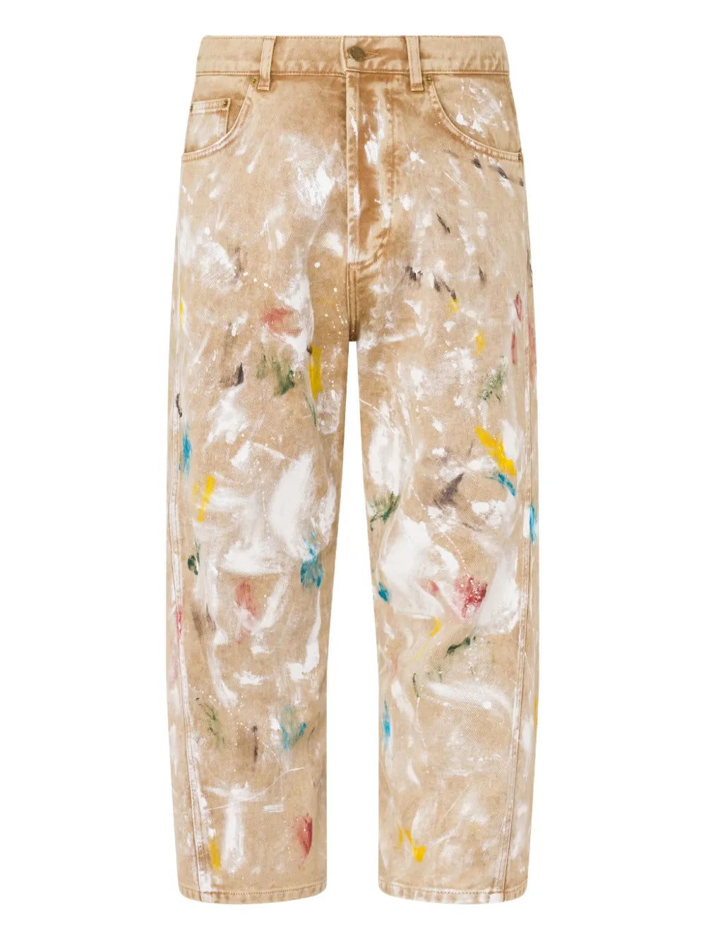 Cropped Pants With Abstract Paint Splatter Design