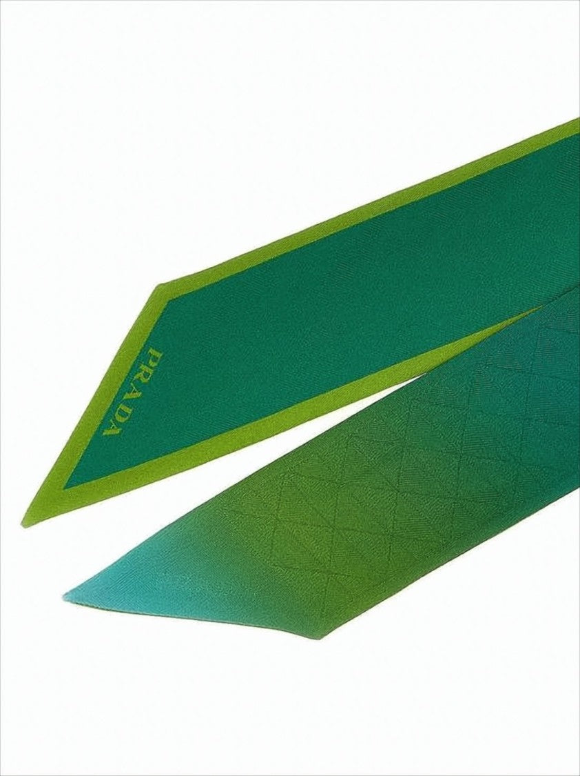 Gradient Silk Scarf With Quilted Texture And Logo