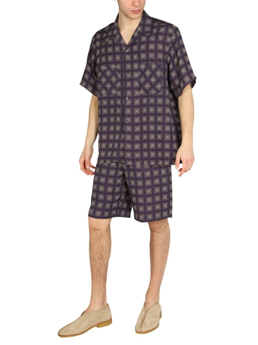 Check Print Shirt With Bowling Collar