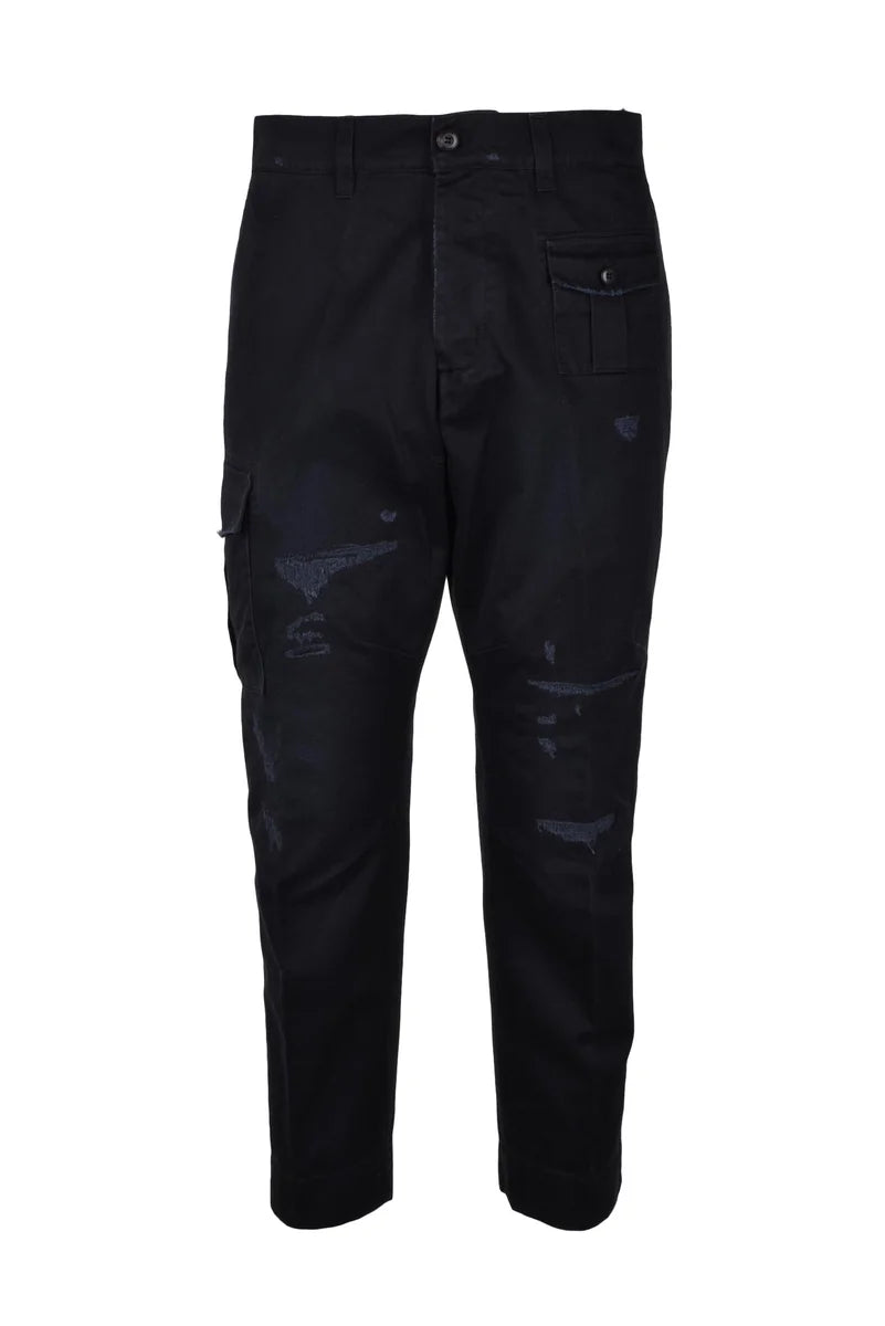 Cotton Cargo Trousers - Black